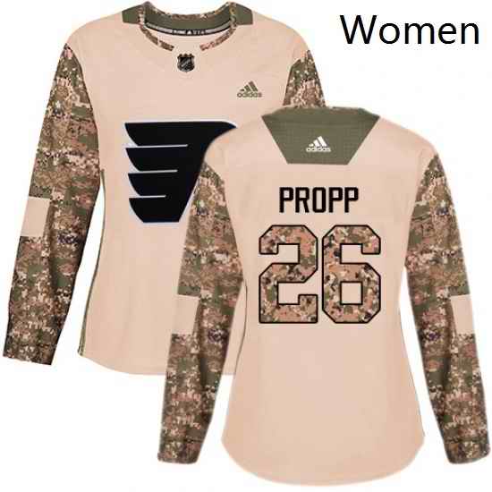 Womens Adidas Philadelphia Flyers 26 Brian Propp Authentic Camo Veterans Day Practice NHL Jersey
